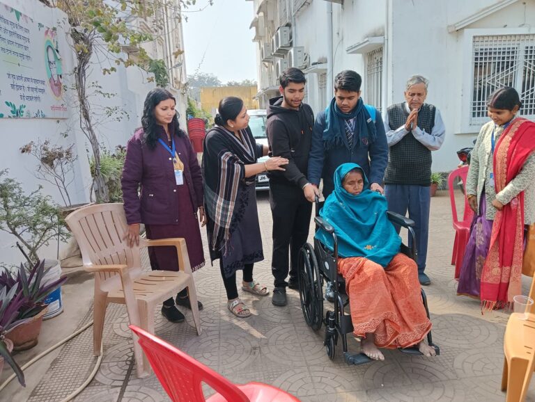 Donation of Wheelchair, Stick, Baisakhi in Deoghar, Jharkhand by NGO